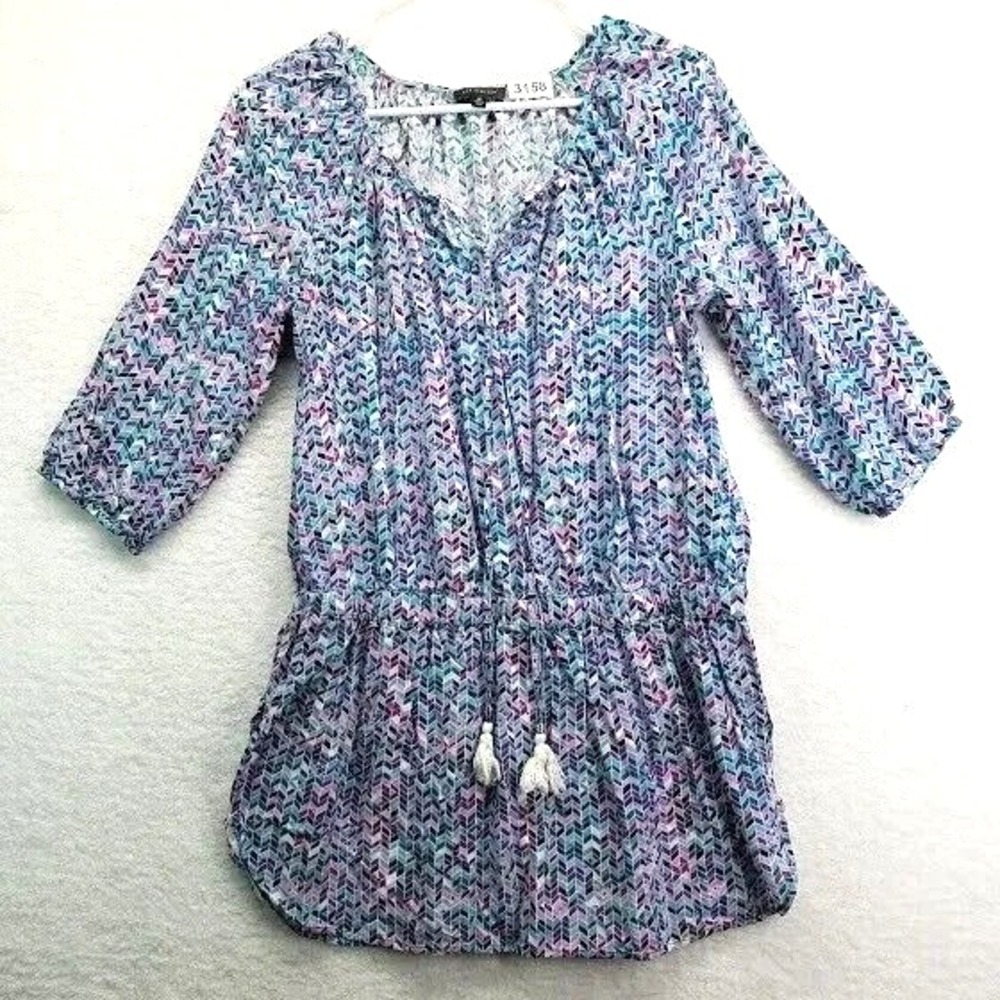 The Limited Tunic Shirt Top Womens Medium Multicolor‎ Chevron 3/4 Sleeve Rayon
